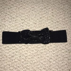 Black bow belt